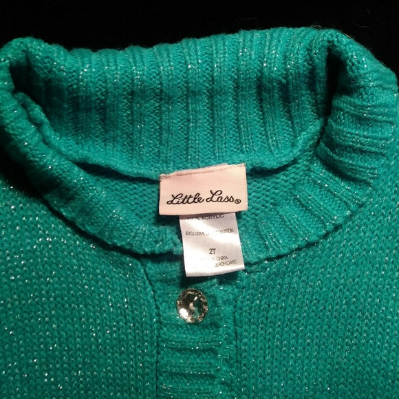 Sweater blouse, turquoise with silver sparkles. - Picture 3 of 4